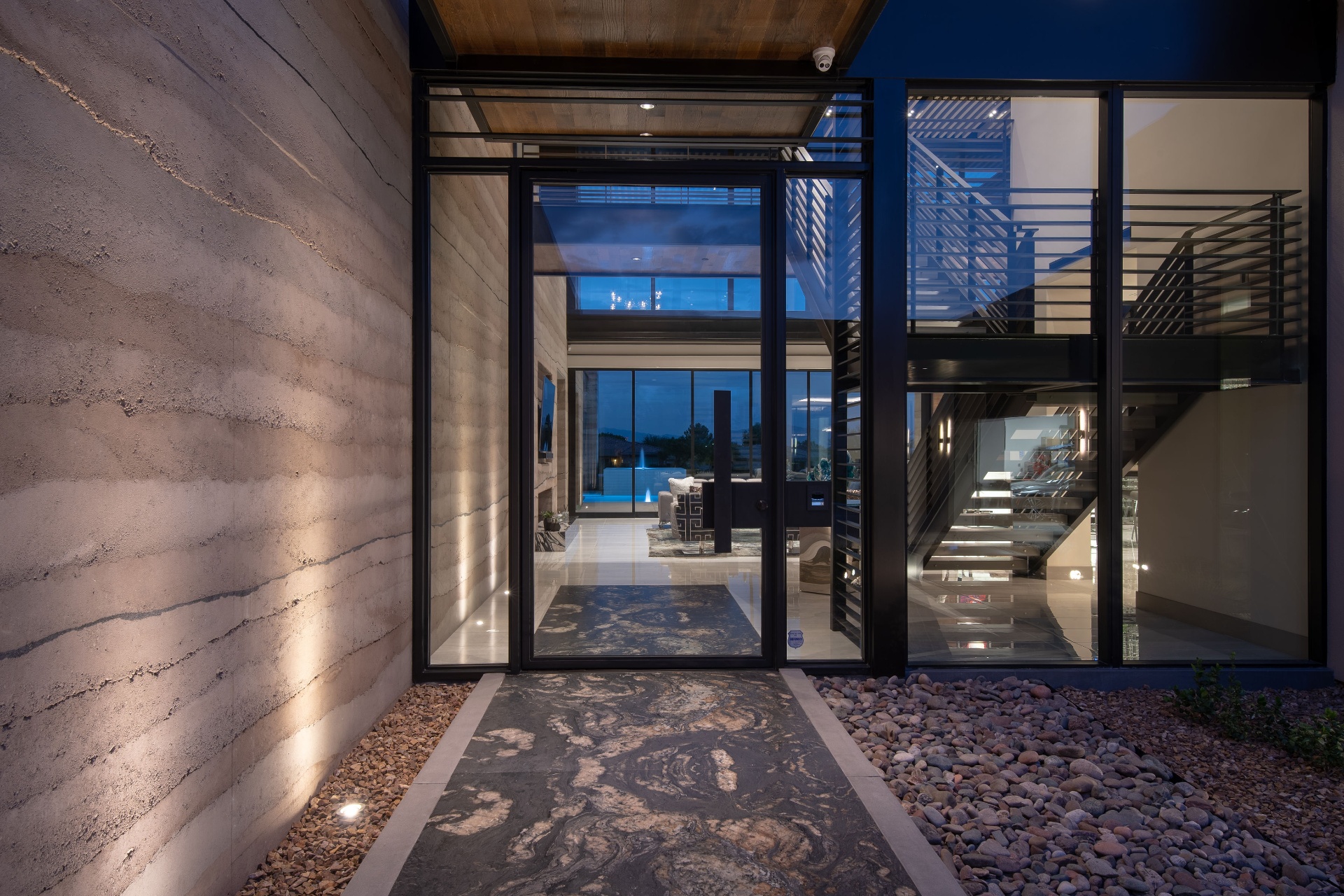 Structural rammed earth wall by DCI in Nevada